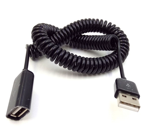 Alt view image 2 of 5 - Coiled Spring USB Cable, /3M Spiral Coiled USB 2.0 Male to Female Data Sync & Charge Cable (Black)