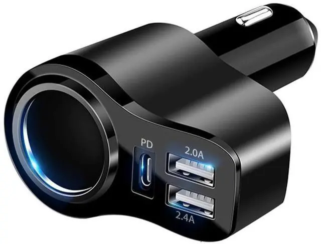 Main image of 4 in 1 USB C Car Charger, 168W Multi USB Cigarette Lighter Adapter, Socket Splitter with 3 USB Ports, 12V/24V Dual USB Type C PD Fast Car Charger Adapter for iPhone 17/Air/16/15 Pro Max iPad GPS