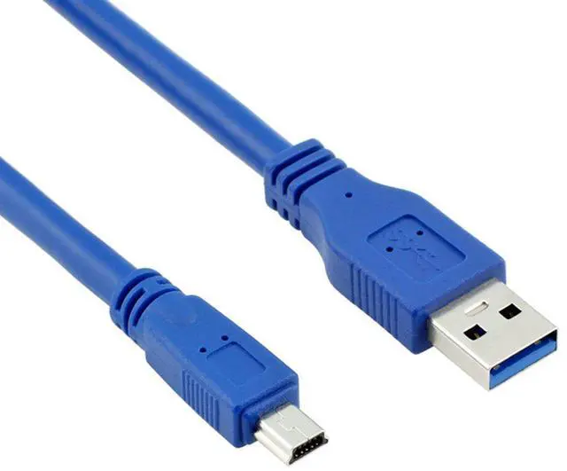Alt view image 2 of 5 - BUCIER SuperSpeed USB 3.0 Blue Cable - Type A-Male to Mini B 10-Pin Male - 1 Meter (3 Feet) - Round Blue