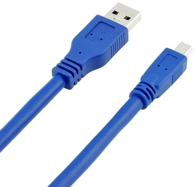 Alt view image 3 of 5 - BUCIER SuperSpeed USB 3.0 Blue Cable - Type A-Male to Mini B 10-Pin Male - 1 Meter (3 Feet) - Round Blue