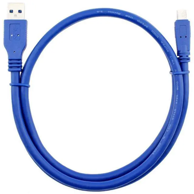 Alt view image 5 of 5 - BUCIER SuperSpeed USB 3.0 Blue Cable - Type A-Male to Mini B 10-Pin Male - 1 Meter (3 Feet) - Round Blue