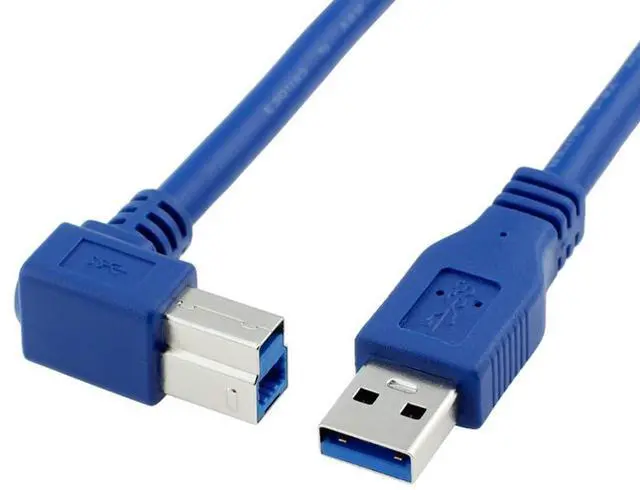 Main image of BUCIER USB 3.0 Cable - Type A-Male to Right Angle Type B-Male Printer Scanner Cord - 3 Feet (1 Meter) - Round Blue