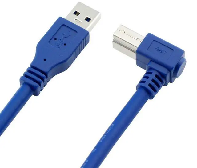 Alt view image 4 of 5 - BUCIER USB 3.0 Cable - Type A-Male to Right Angle Type B-Male Printer Scanner Cord - 2 Feet (0.6 Meters) - Round Blue