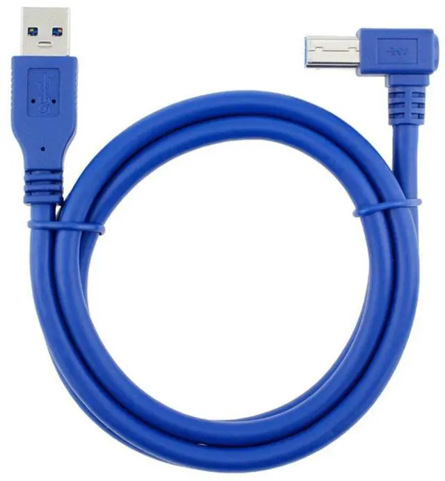 Alt view image 5 of 5 - BUCIER USB 3.0 Cable - Type A-Male to Right Angle Type B-Male Printer Scanner Cord - 2 Feet (0.6 Meters) - Round Blue