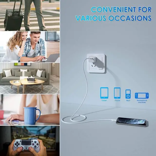 Alt view image 6 of 7 - iPhone Charger, 3PackMFi Certified Lightning Cable Quick Fast Charging Cords and 3Pack USB Wall Charger Travel Plug Block Adapter Compatible with iPhone 14/13/12/11 Pro/Xs/XR/X/8 Plus and More