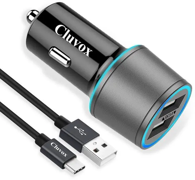 Main image of Rapid USB C Car Charger, Compatible for Samsung Galaxy S26/S25 Plus/Ultra/S24/S23/S22/S21/Note 20/10/S20/S10+/S9/A56/A36/A50/A70, Quick Charge 3.0 Dual USB 18W Fast Car Charger+ Type C Cable 3.3ft