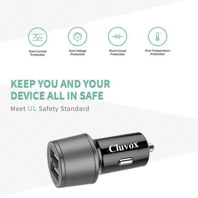 Alt view image 7 of 7 - Rapid USB C Car Charger, Compatible for Samsung Galaxy S26/S25 Plus/Ultra/S24/S23/S22/S21/Note 20/10/S20/S10+/S9/A56/A36/A50/A70, Quick Charge 3.0 Dual USB 18W Fast Car Charger+ Type C Cable 3.3ft