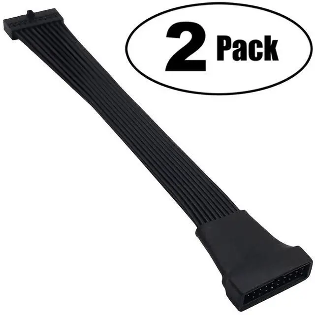 Alt view image 2 of 4 - Vszerda Small Mini USB 3.0 19/20 Pin Internal Low Profile Extension Header Adapter Cable for Motherboard 6 inches (2 Pack)