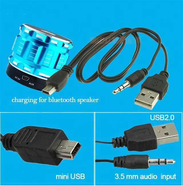 Alt view image 3 of 4 - New USB2.0 Charging Cord to Mini B Male and 3.5mm Jack Plug Audio Cable for MP3/MP4 Bluetooth Speaker (mini USB)