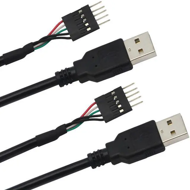Main image of BUCIER 5 Pin Motherboard Header to USB A, Dupont IDC 5-Pin to USB 2.0 Male Extender Adapter Cable-2PCS(1FT)