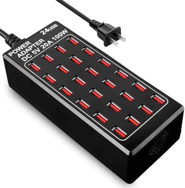 Main image of 24-Port 100 watt (20 A) USB Charging Station, Home Desktop USB Fast Charger, Multiple USB Desktop Chargers, Suitable for Hotels, Shops, Schools, Shopping malls and Travel