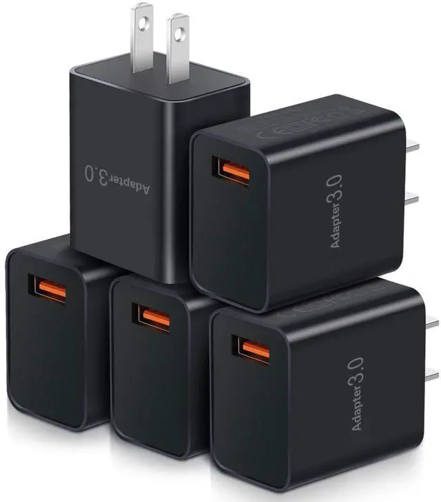 Main image of USB Charger Block 5pack, OKRAY 18W Fast Charging 3.0 Quick Charge Wall Plug