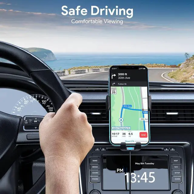 Alt view image 7 of 7 - Wireless Car Charger, 15W Qi Fast Charging Auto-Clamping Car Phone Mount Charger Air Vent Phone Holder for iPhone 14/13/12 mini/12 Pro Max/11 Pro Max/Xs MAX/XR/8+,Samsung S23/S22/S21/S20 Plus/Note20