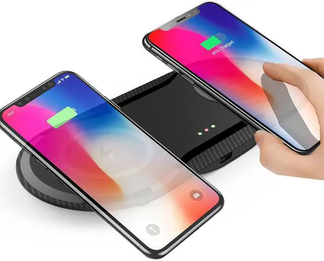 Main image of 30W Fast Wireless Charger, 2 in 1 Wireless Charging Pad, Dual 15W Wireless Charging Station for Galaxy iPhone AirPods Type C Cable Included, Black