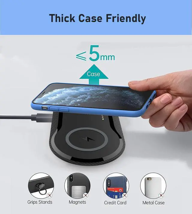 Alt view image 4 of 6 - 30W Fast Wireless Charger, 2 in 1 Wireless Charging Pad, Dual 15W Wireless Charging Station for Galaxy iPhone AirPods Type C Cable Included, Black