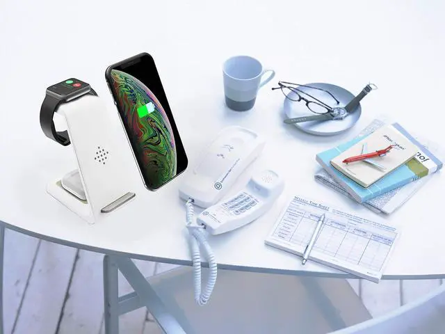 Alt view image 3 of 7 - Wireless Charger Stand 3 in 1 Wireless Charging Station for Apple Watch SE/6/5/4/3/2 Airpods 2/ Pro Premium Qi-Certified Fast Cordless Charger for iPhone 12/11/Xs/X Max/XR/X/8/8Plus/Samsung S9/Note9