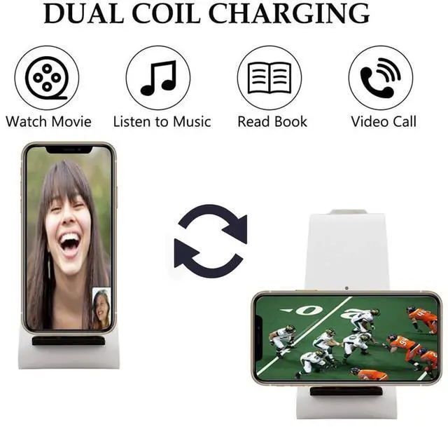 Alt view image 4 of 7 - Wireless Charger Stand 3 in 1 Wireless Charging Station for Apple Watch SE/6/5/4/3/2 Airpods 2/ Pro Premium Qi-Certified Fast Cordless Charger for iPhone 12/11/Xs/X Max/XR/X/8/8Plus/Samsung S9/Note9