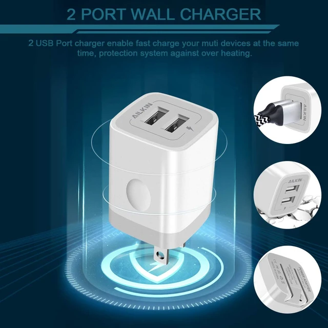 Alt view image 4 of 7 - 3Pack Fast Charging Cubes, Foldable Dual Port Charger Block, Fast USB Plug | Power Adapter Fold up Box Base Brick for iPhone 17 Air/16 Pro/16 Plus/16 Pro Max/15/18 Pro Max Samsung Galaxy LG Pixel
