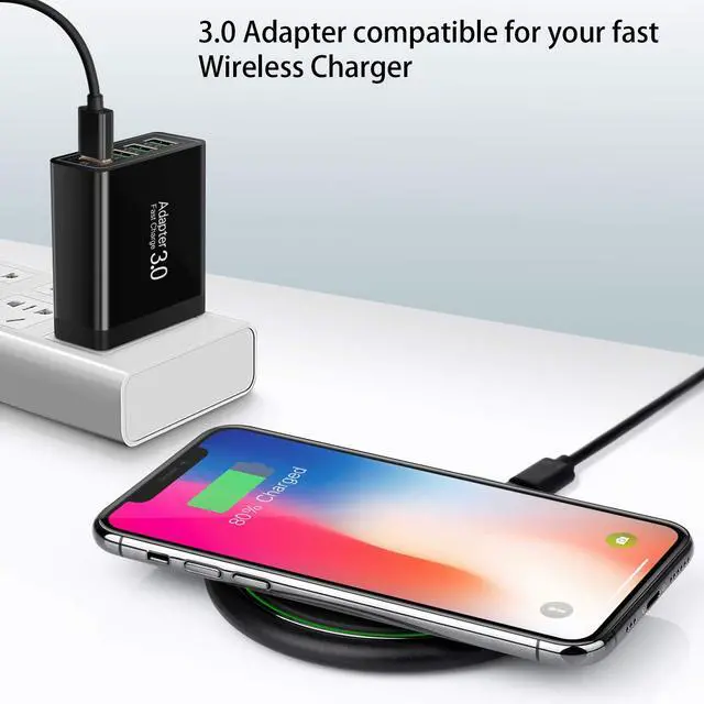 Alt view image 6 of 7 - Fast Charging 3.0 Wall Charger, 4-Port USB Charger Block, Multi USB Plug | Dual Charging Box Power Adapter Brick Cube Compatible for iPhone 16e 16 15 Pro Max,iPad,Samsung S25 S24,Pixel 7