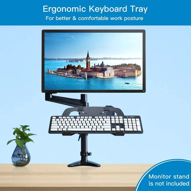 Alt view image 6 of 7 - Laptop Tray Steel Notebook Holder for Monitor VESA Mount Stand Fits VESA 100x100 mm Mounting Holes with M4 Screws, 22lbs Capacity with Vented Cooling Platform