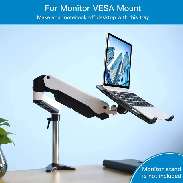Alt view image 7 of 7 - Laptop Tray Steel Notebook Holder for Monitor VESA Mount Stand Fits VESA 100x100 mm Mounting Holes with M4 Screws, 22lbs Capacity with Vented Cooling Platform