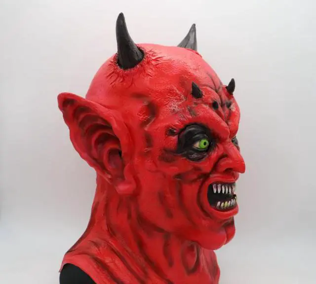 Alt view image 4 of 4 - Halloween scary red head zombie mask headdress Halloween masquerade horror funny mask