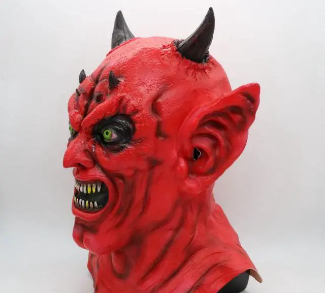 Alt view image 2 of 4 - Halloween scary red head zombie mask headdress Halloween masquerade horror funny mask
