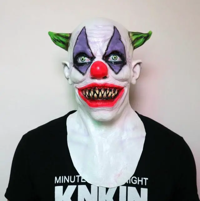 Halloween funny costume props latex headdress film and television tools realistic clown headgear scary Halloween mask