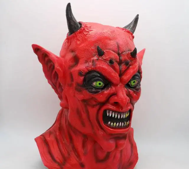 Alt view image 3 of 4 - Halloween scary red head zombie mask headdress Halloween masquerade horror funny mask