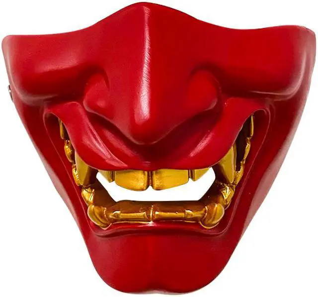 Main image of Halloween prajna mask half face Japanese adult grimace demon Japanese resin horror tactical mask