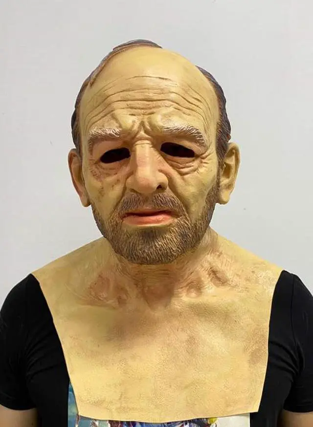 Main image of Halloween old man head mask wig human face headgear mask Halloween party scary mask