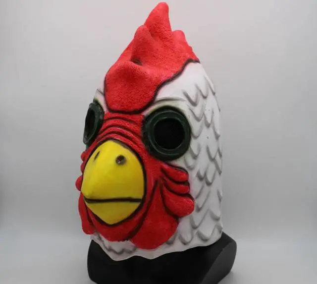 Alt view image 2 of 5 - Fire rooster headgear mask Halloween animal headgear Latex chicken head flying bird party toy