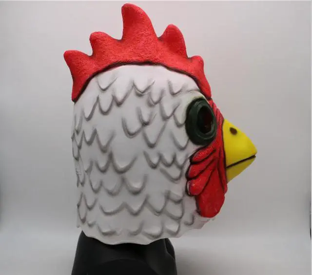 Alt view image 5 of 5 - Fire rooster headgear mask Halloween animal headgear Latex chicken head flying bird party toy