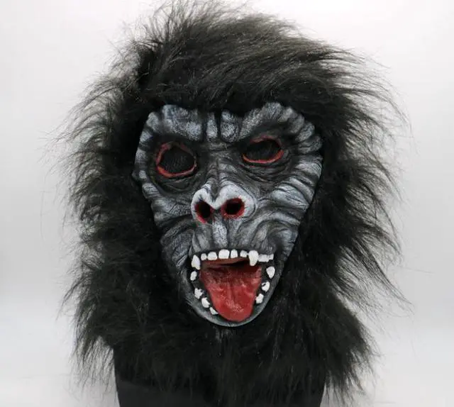 Main image of King Kong headgear scary face Halloween animal film and television dress up thriller black orangutan man ape mask headdress