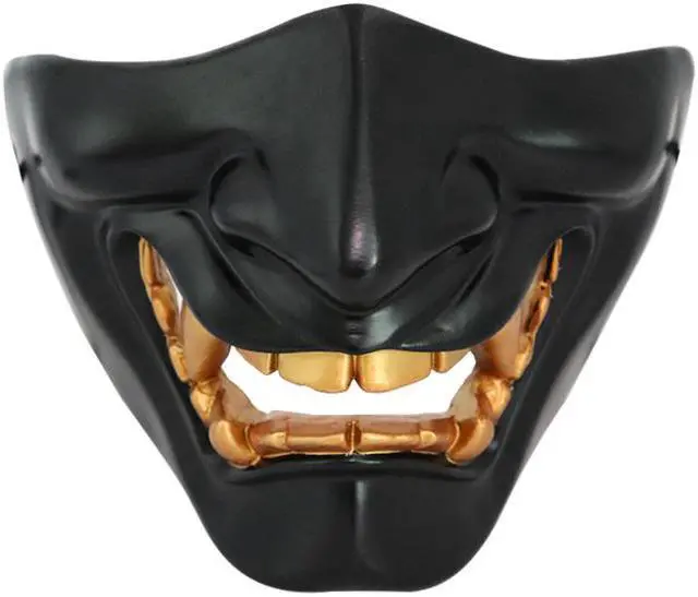Main image of Halloween prajna mask half face Japanese adult grimace demon Japanese resin horror tactical mask