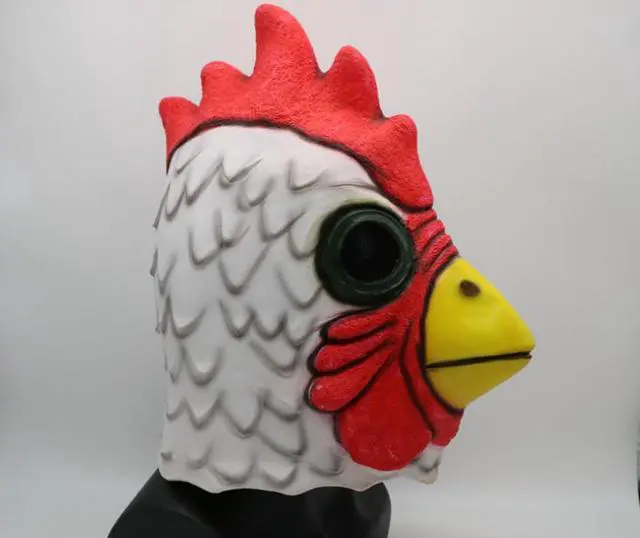 Alt view image 3 of 5 - Fire rooster headgear mask Halloween animal headgear Latex chicken head flying bird party toy
