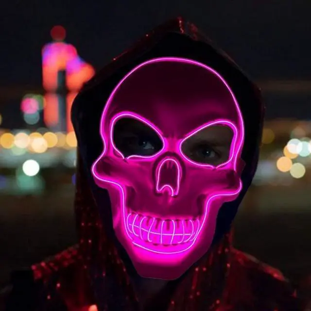 Halloween LED luminous mask, LED scary skull mask, scary role-playing mask, suitable for holiday party costumes
