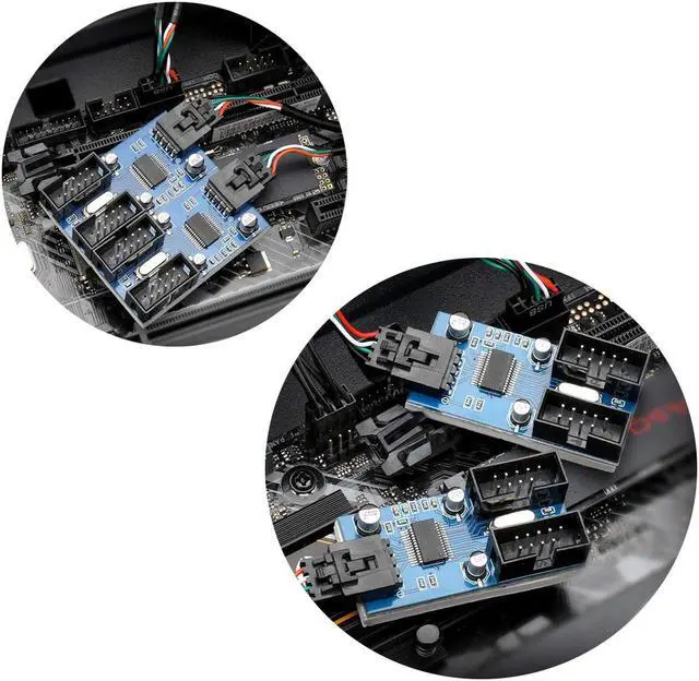 Alt view image 3 of 6 - 9 pin USB Header Male 1 to 4 Female Motherboard Extension Cable USB 2.0 HUB Connector Adapter for Port MultiplierIncrease The Motherboard 9pin Header(30cm)