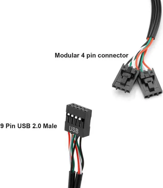 Alt view image 4 of 6 - 9 pin USB Header Male 1 to 4 Female Motherboard Extension Cable USB 2.0 HUB Connector Adapter for Port MultiplierIncrease The Motherboard 9pin Header(30cm)