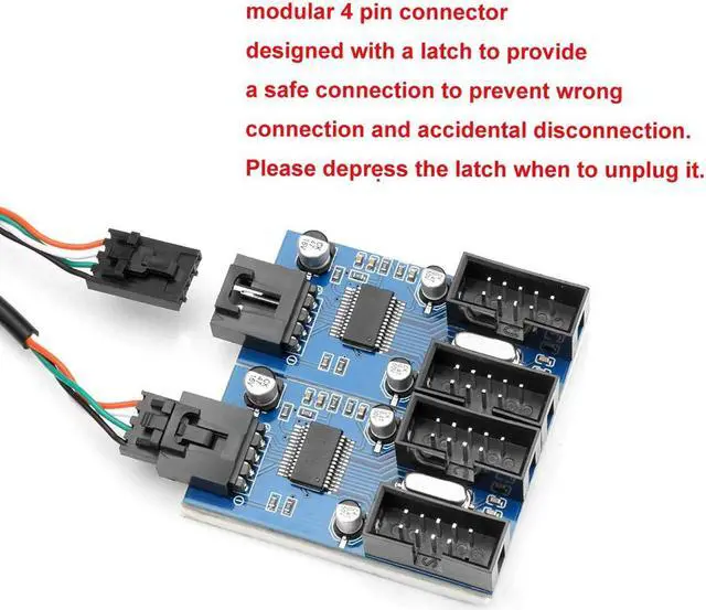 Alt view image 2 of 6 - 9 pin USB Header Male 1 to 4 Female Motherboard Extension Cable USB 2.0 HUB Connector Adapter for Port MultiplierIncrease The Motherboard 9pin Header(30cm)