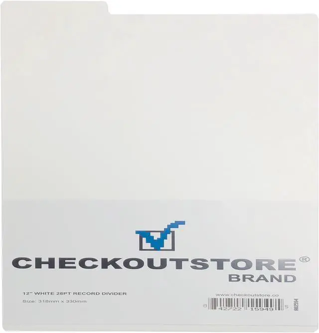 Main image of 25 CheckOutStore White Plastic Record Dividers 12 1/2 x 13 for 12" LP Vinyl 33 RPM Albums