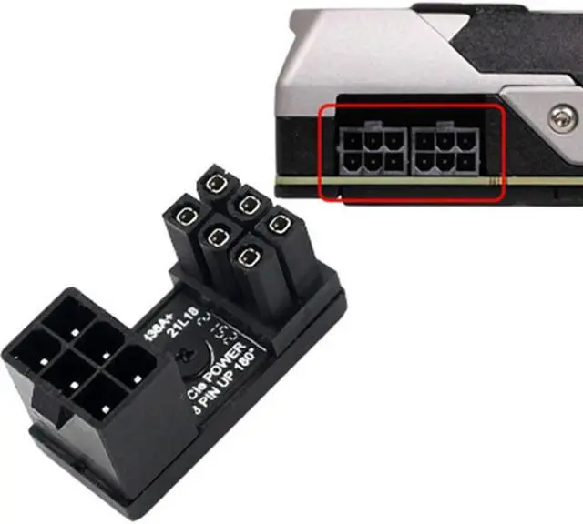 Main image of FOR ATX 8pin 6pin Male 180 Degree Angled to 8 6pin Female Power Adapter for Desktops Graphics Card ATX Adapter Converter
