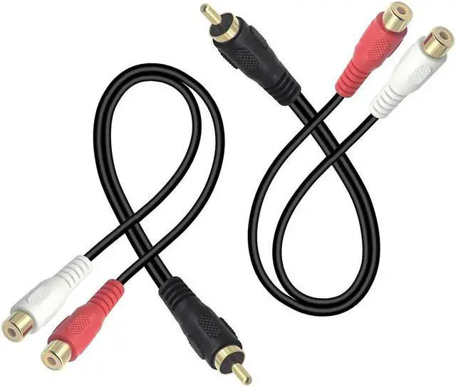 Main image of FOR RCA Audio Y Cable 2-Pack 1 RCA (Male) to 2 RCA (Female) Stereo Audio Adapter Gold Plated Dual RCA Female Cable Splitter