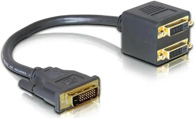 Main image of FOR DVI Male to 2 DVI Female Adapter cable Single Link DVI Splitter 1 to 2 Port Y Extension Cable Adapter for PC HDTV Black