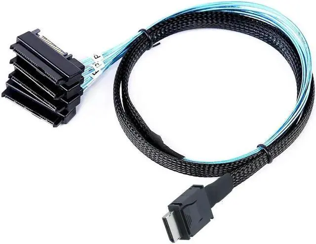 Alt view image 3 of 3 - FOR MINI SAS SFF-8611 PCIe 4I STR to SFF-8482 2 in 1 Connector 4X SAS 29Pin with SATA 15PIN Power for SSD Data Adapter Cable