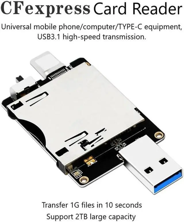 Main image of FOR CFexpress Card Reader USB 3.0 Type A/USB3.1 Type C 10Gbps to CF Express Adapter JMS583 for CF Express Type B Memory