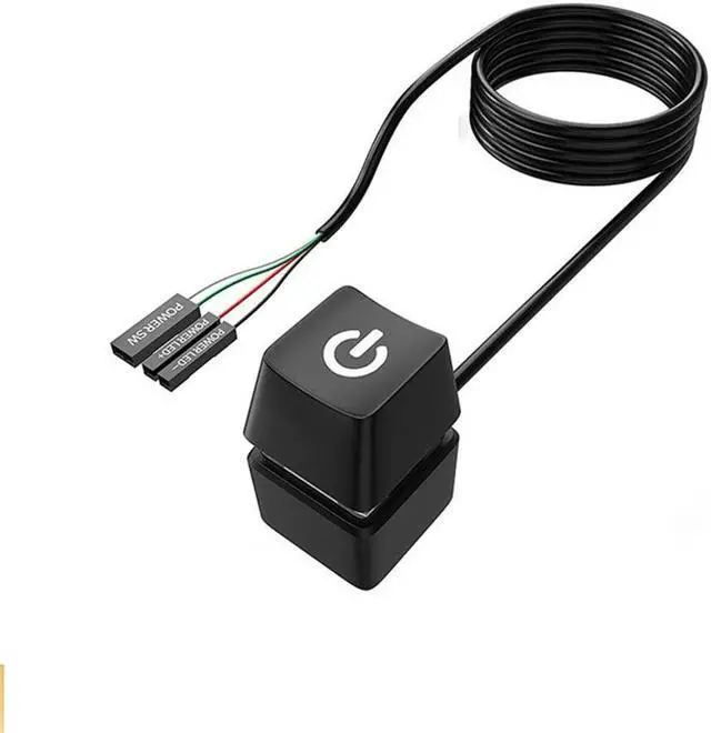 Alt view image 2 of 2 - FOR LED Light Computer Desktop Switch PC Motherboard External Start Power Button Extension Cable for Home Office 1.65M Black