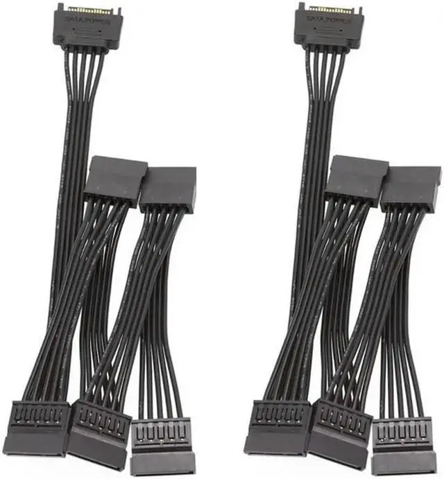 Alt view image 2 of 2 - FOR 2Pcs SATA 15Pin 1 To 5 Hard Drive Power Supply Splitter Cable Cord For DIY PC Sever 15-Pin SATA Power Cable 60CM