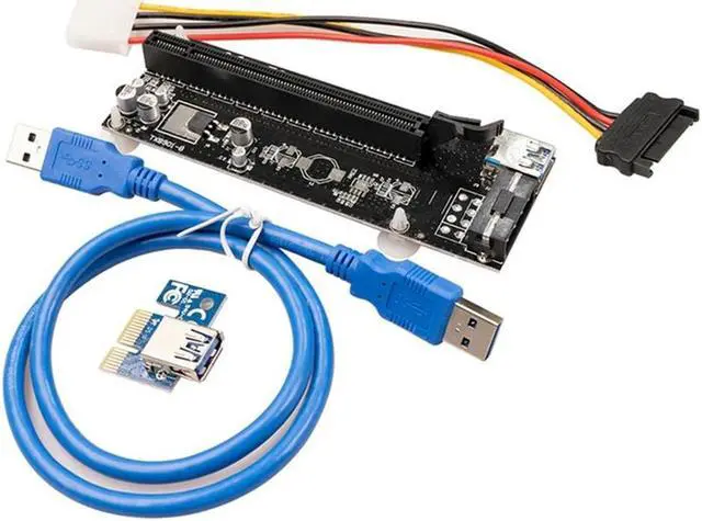 Alt view image 2 of 2 - FOR USB 3.0 PCIE Express 1X To 16X Ext Riser Adapter Card SATA 15Pin Male To 6Pin Power Cable For GPU Miner Mining