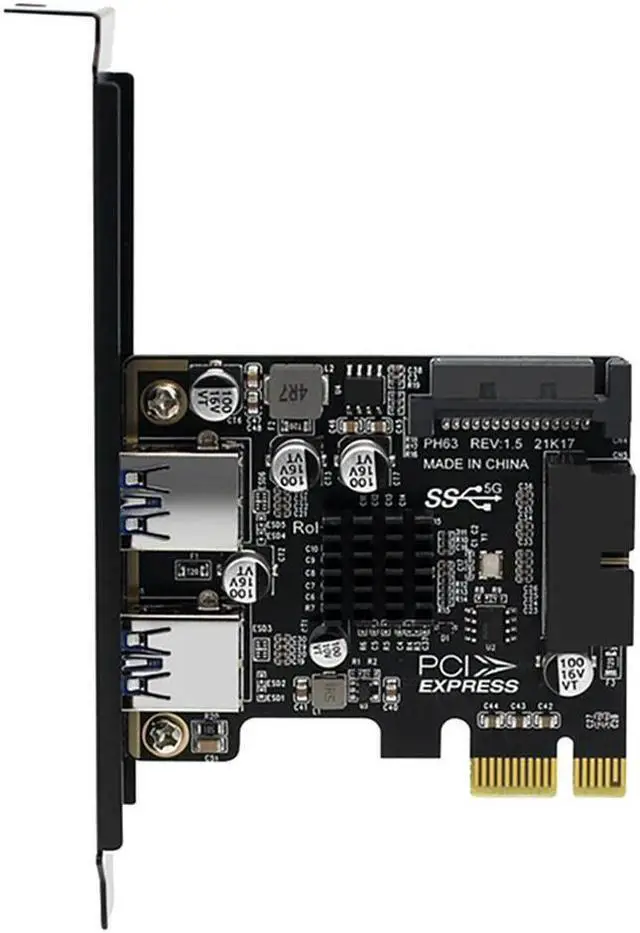 Main image of FOR PCI-E To USB3.0 Riser Card With 2X USB Ports PCI-E Expansion Card 19-Pin SATA Power Connector Support PCIE 1X 4X 8X 16X